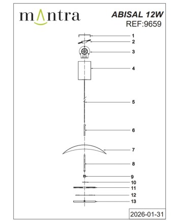 ABISAL * COLGANTE LED 1L 12W 3000K